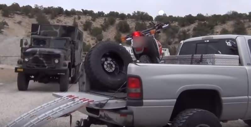 motorcycle ramp attached to pickup